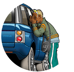 Range Rover, illustration humour Gregory Lhomme-Hounsfield